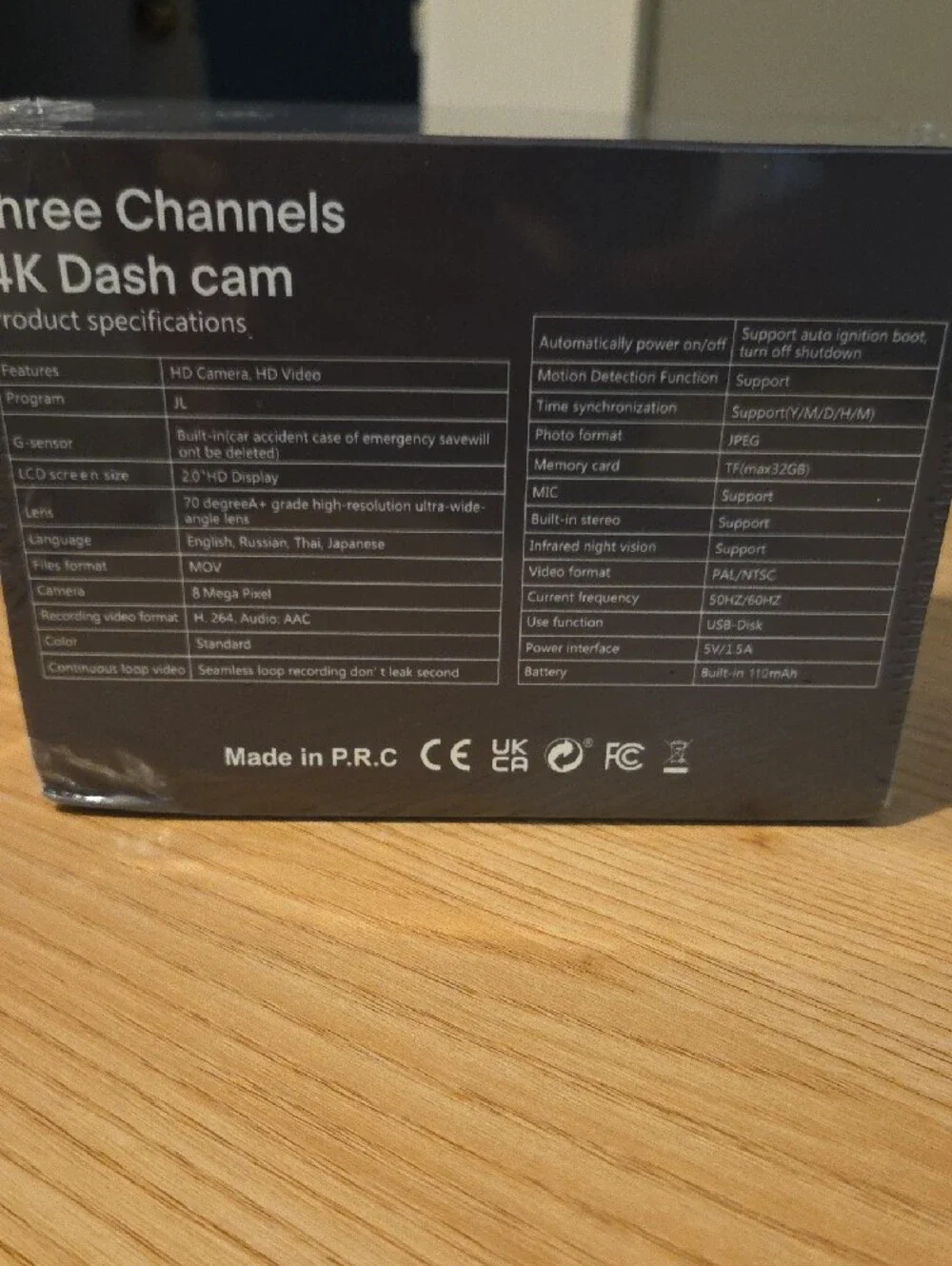 3-Channel 4K Dash Cam - Black